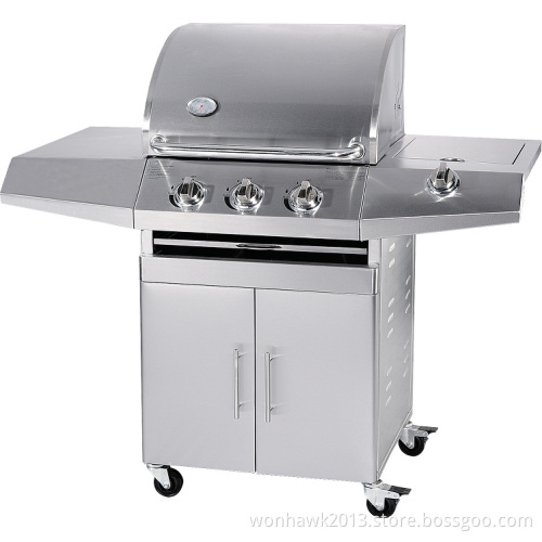 Gas Grill Barbecue with Side Burner Stainless Steel Gas BBQ Grill